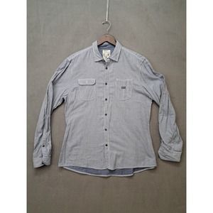 Diesel Industry Mens Blue Striped Long Sleeve Cotton Flannel Slim Fit Shirt XL